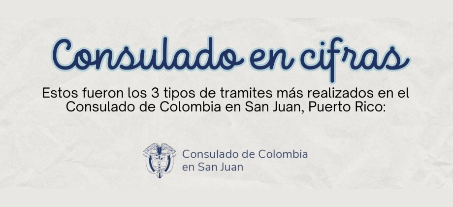 Estos fueron los tres tipos de trámites más realizados en marzo de 2024 en el Consulado de Colombia en San Juan
