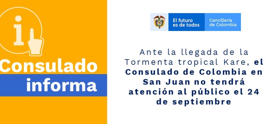El Consulado de Colombia en San Juan no tendrá atención al público el 24 de septiembre 