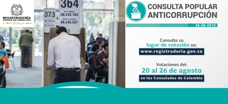 Consulado de Colombia en San Juan publica las actas con la designación de los jurados de votación para la Consulta Popular Anticorrupción que se realizará del 20 al 26 de agosto