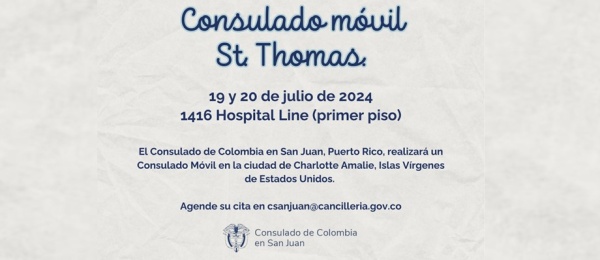 Jornada de Consulado Móvil en la ciudad de Charlotte Amalie este 19 y 20 de julio de 2024