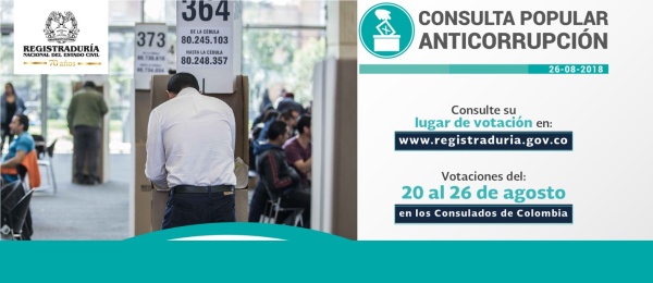 Consulado de Colombia en San Juan publica las actas con la designación de los jurados de votación para la Consulta Popular Anticorrupción que se realizará del 20 al 26 de agosto